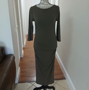 NWT James Perse Double Shirred Boatneck Dress‎ in Platoon